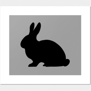 Bunny Rabbit Pattern in Black and Grey Posters and Art